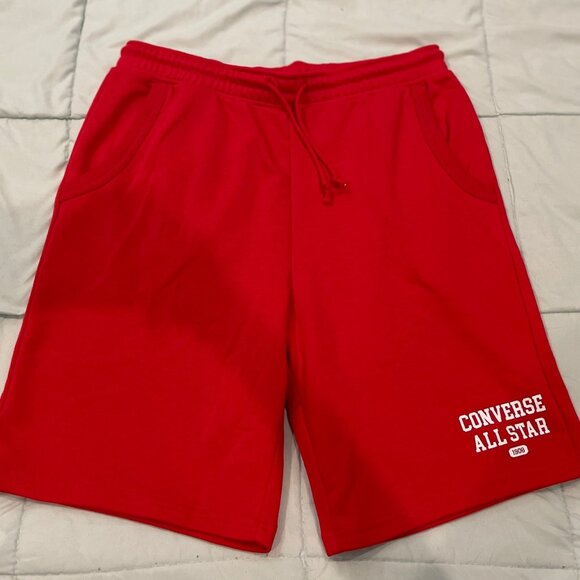 NWT Converse Shorts Red Medium Knit Comfy Casual Athletic Retro Classic $60 NEW - Picture 1 of 9